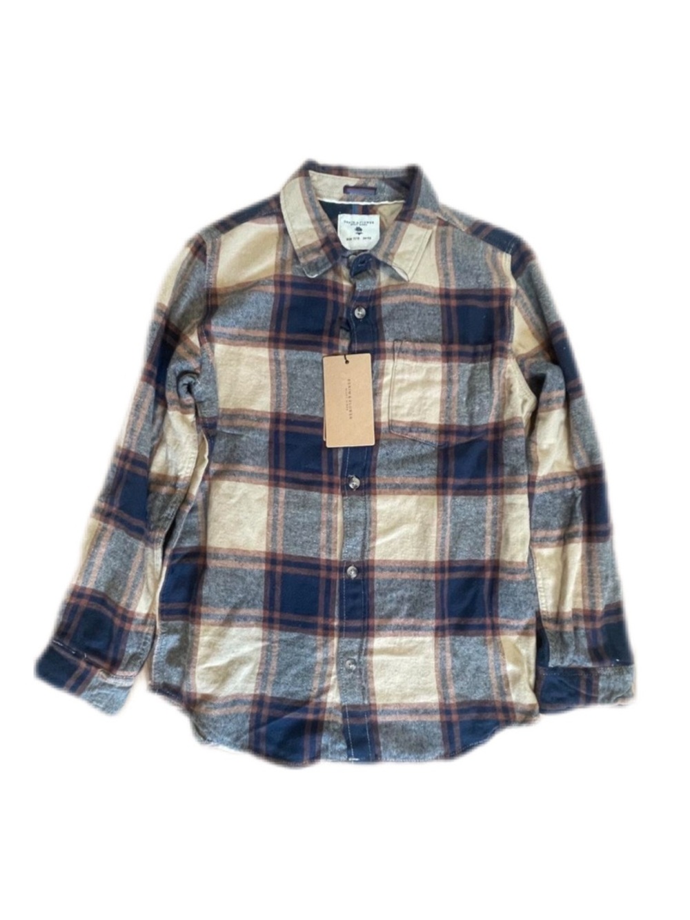 Denim & Flower Navy, Cream & Gray Plaid Button-Down Shirt